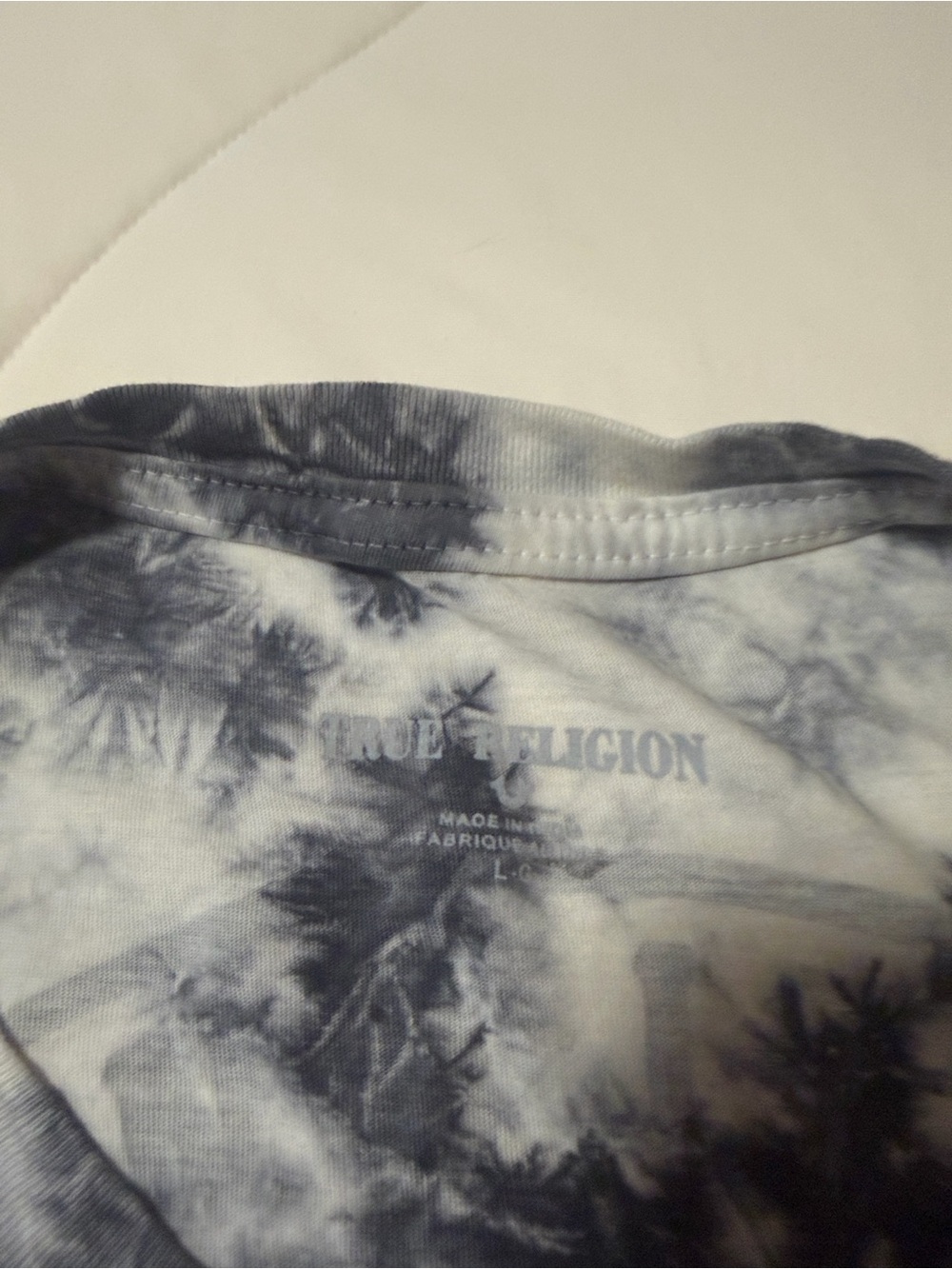 True Religion Black & White Tie-Dye 'TRUE RLGN' Graphic Tee - Picture 2 of 5
